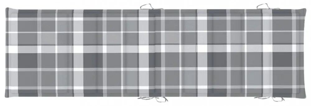 szürke kockás oxford szövet napozóágy párna 186 x 58 x 3 cm