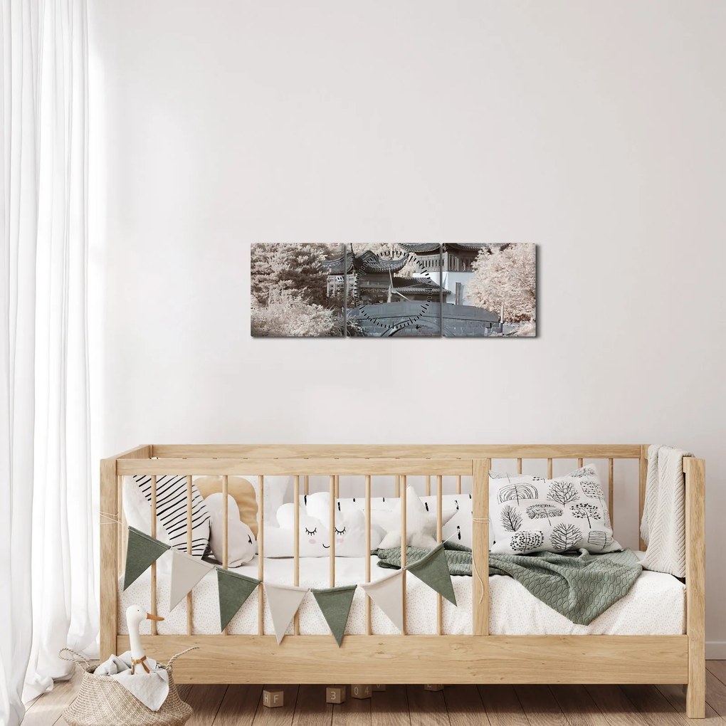 Kép - Virágzó fák Ázsiában (órával) (90x30 cm)