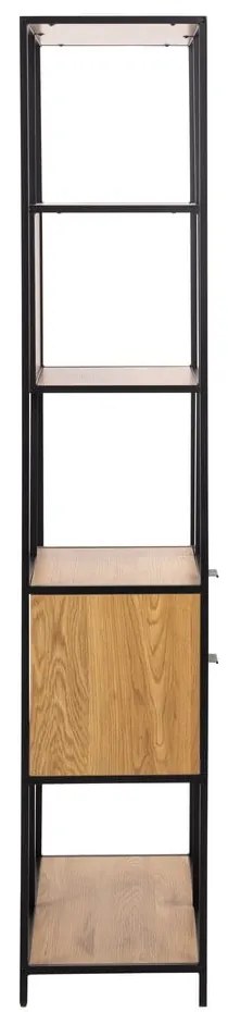Fekete-natúr színű könyvespolc tölgyfa dekorral 77x185x35 cm Seaford – Actona