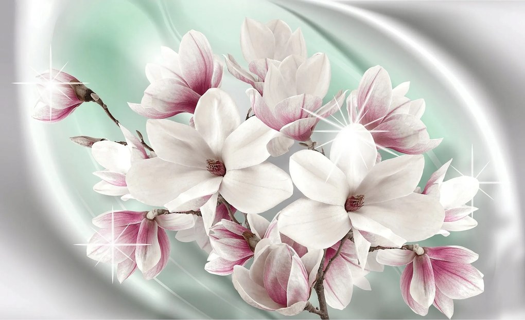 Magnólia tapéta finom virágbimbók pasztell színekben 208x146 +ragasztó