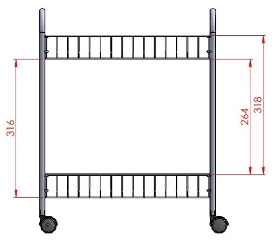 Greg gurulós kétszintes polc, hossz 41 cm - Metaltex