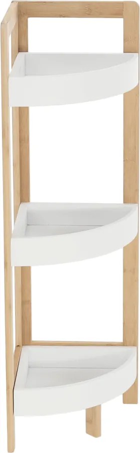 Sarokpolc, fehér/természetes bambusz, FONG