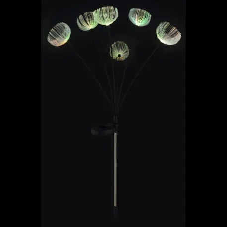 Globo 36091 Solar lámpa, rozsdamentes acél, matt fekete műanyag, átlátszó műanyag, tolókapcsoló, RGB színváltás, AA 300mAh 1.2V elemmel, IP44, M: 700 mm, tartozék: 6x RGB LED 0.1W 1.2V