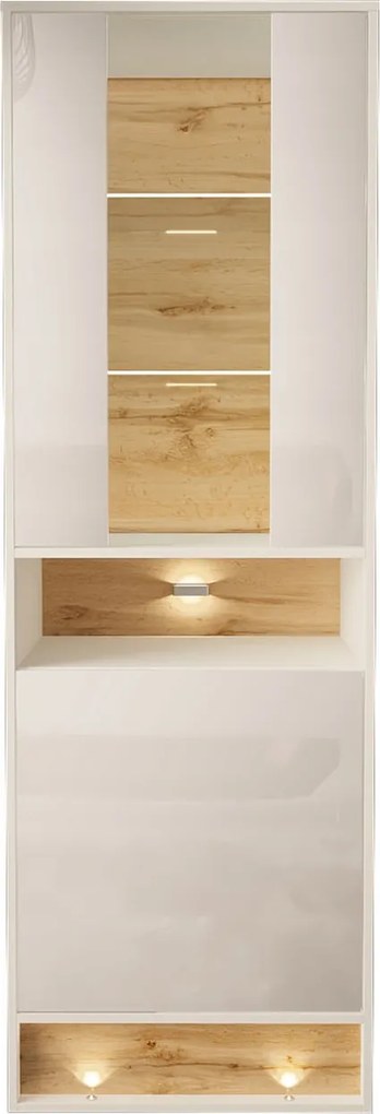 Visionary vitrin 60 cm fehér fényes wotan tölgy Led világítással