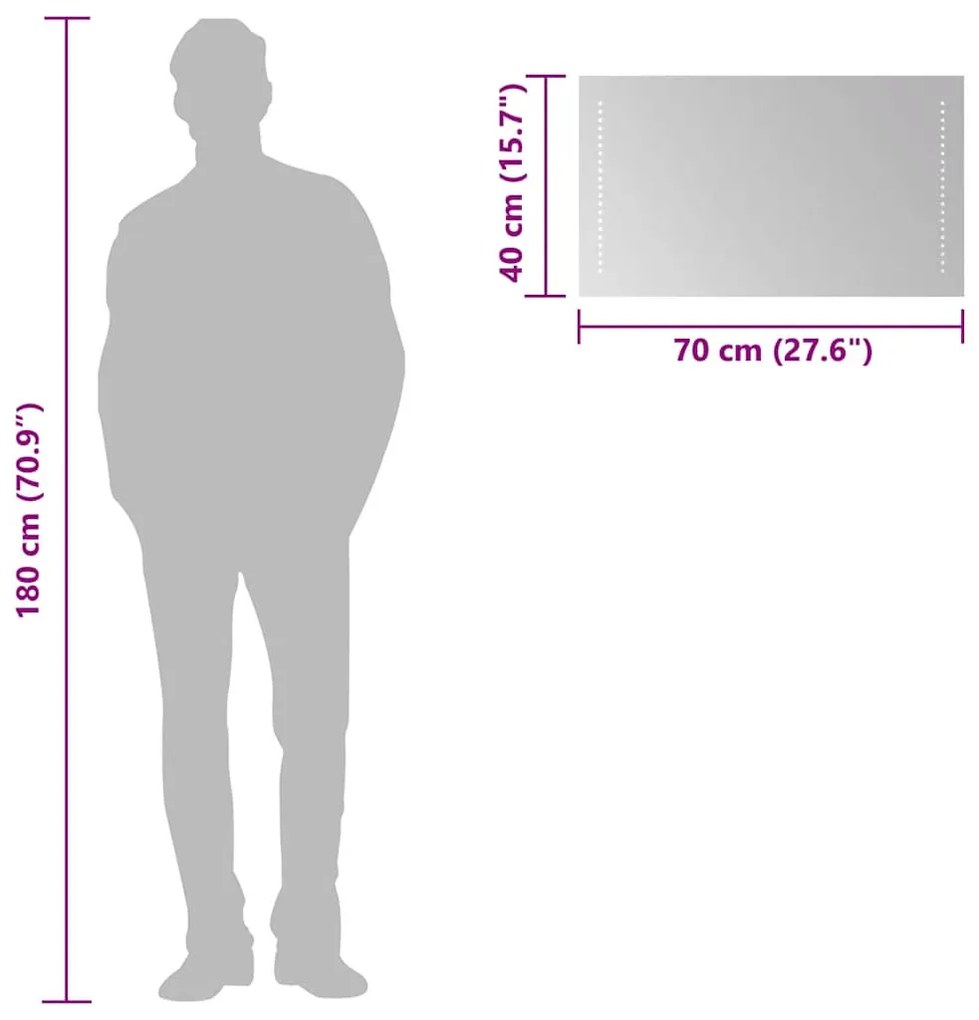 LED-es fürdőszobatükör 70x40 cm
