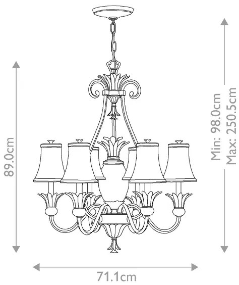 Hinkley HK-PLANT7-PL - Csillár láncon PLANTATION 7xE14/40W/230V ezüst