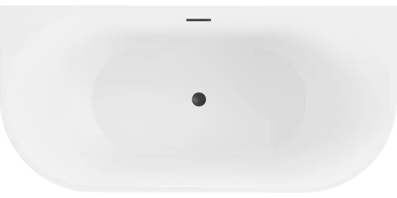 Mexen Oval, szabadon álló fali kád 180 x 80 cm, fehér-fekete, fekete matt túlfolyó, 52671808075-70