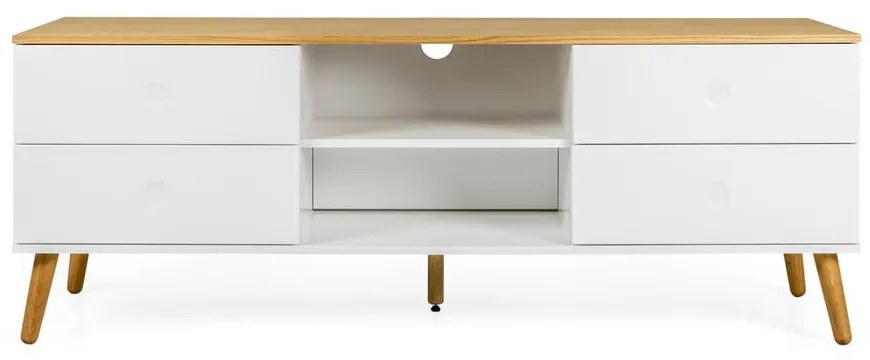 Dot fehér TV-állvány tölgyfa dekorral, szélesség 162 cm - Tenzo