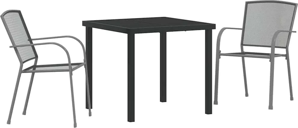 vidaXL Kert étkező szett 3 pcs Antracit Porszórt acél