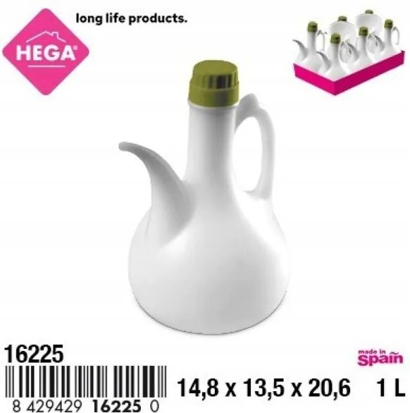 1 L-es fehér olajpalack ergonomikus fogantyúval