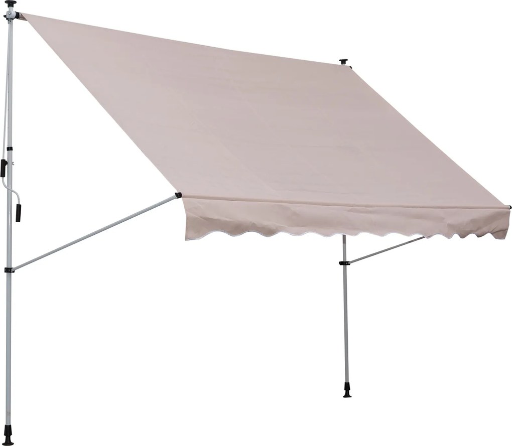 Outsunny Kézi Kurblis Állítható Magasságú Arctikuláris Napellenző, Szennytaszító, Időjárásálló Erkély Napellenző 150 cm Széles Teraszhoz | Aosom