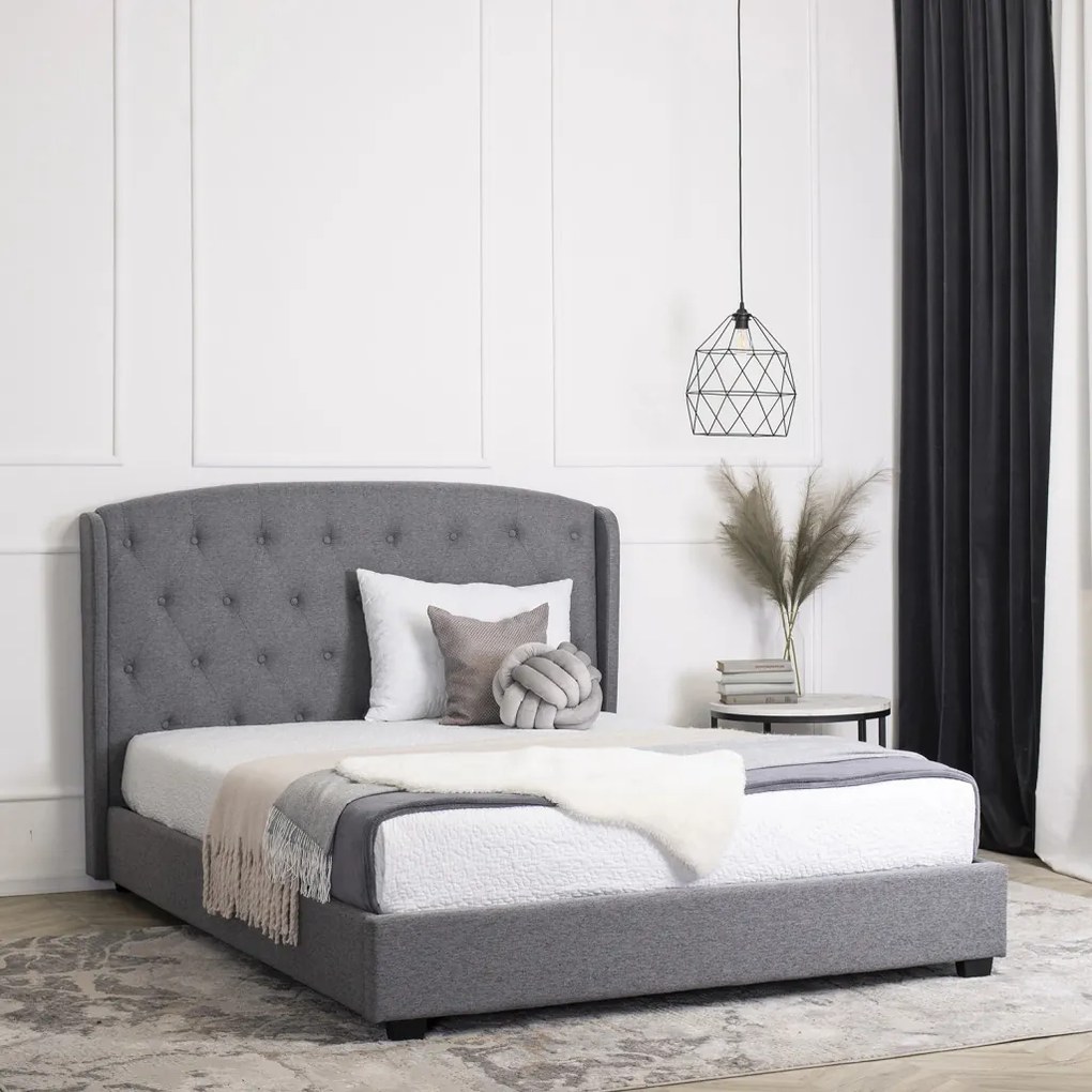 Szürke Kárpitozott Ágykeret 140x200 ANGELO
