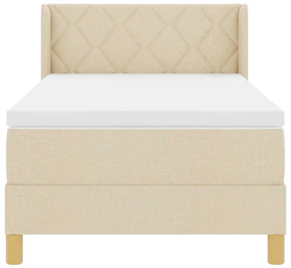 Boxspring Ágy Matrac Kosár Krém 90 x 200 cm, Szövet.