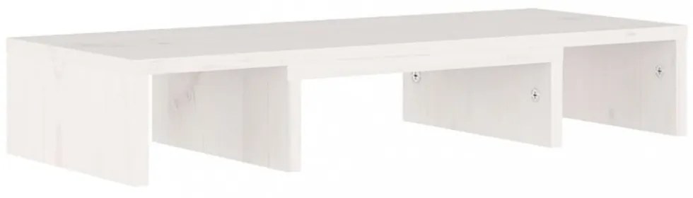 fehér tömör fenyőfa monitorállvány 60 x 24 x 10,5 cm