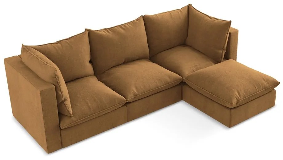 Terrakotta színű sarokkanapé (jobb oldali-heverő résszel) Manao – Makamii