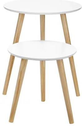 SERA 2 darabos oldalsó asztal szett, fehér/barna