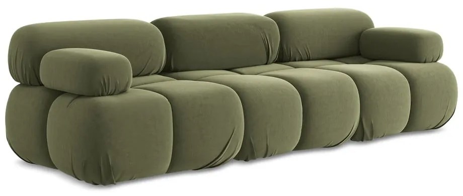 Világoszöld bársony moduláris kanapé 285 cm Lokua – Makamii