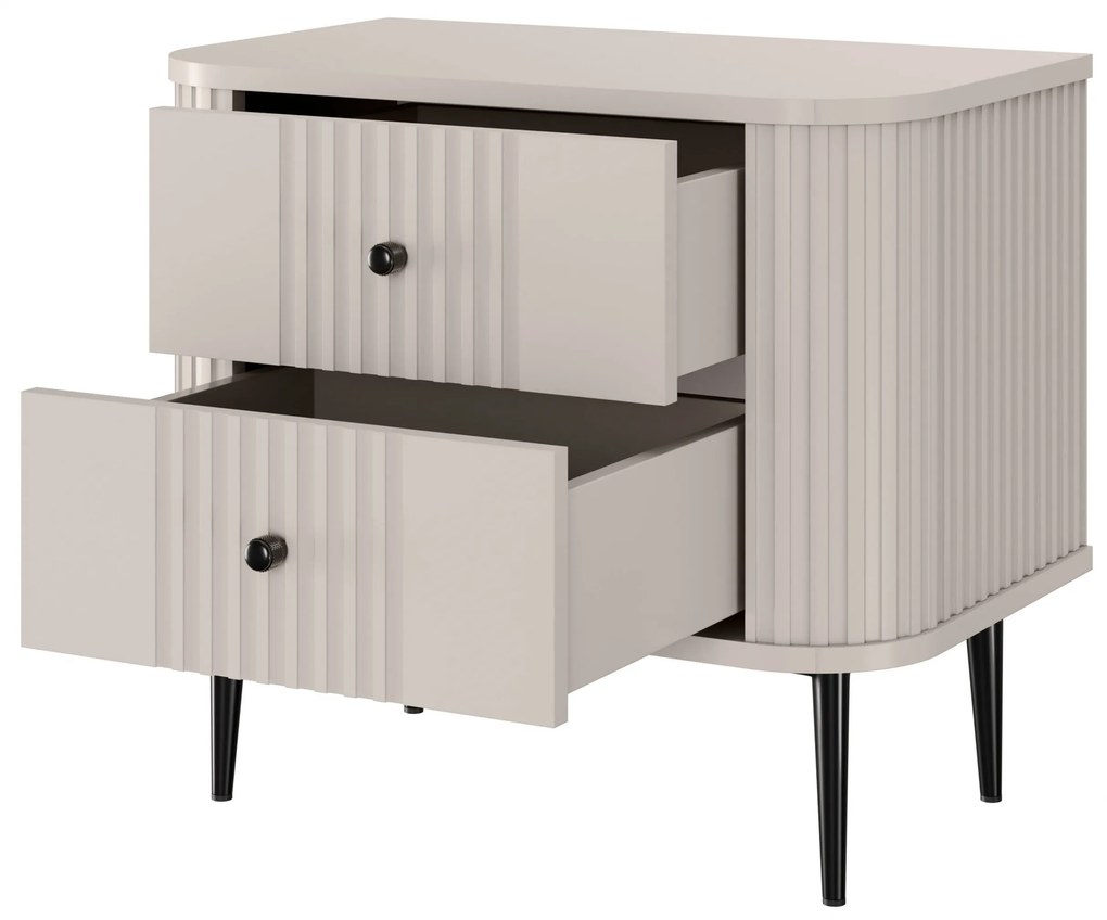 Vesper éjjeliszekrény szett 56 cm - kasmír / fekete lábak