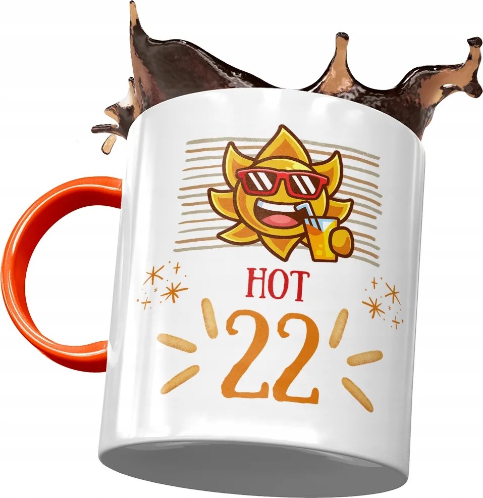 Narancssárga bögre Születésnapra 22 22. 22. fényképes nyomattal