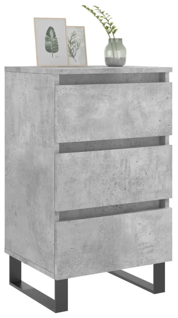 2 db betonszürke szerelt fa éjjeliszekrény 40x35x69 cm