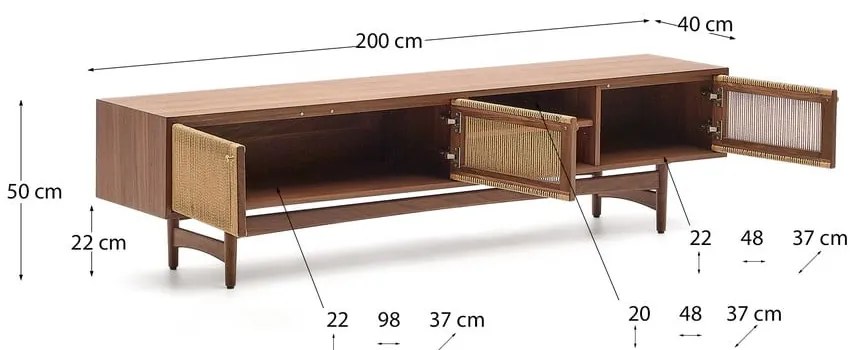 Barna TV-állvány diófa dekorral 200x50 cm Elan – Kave Home