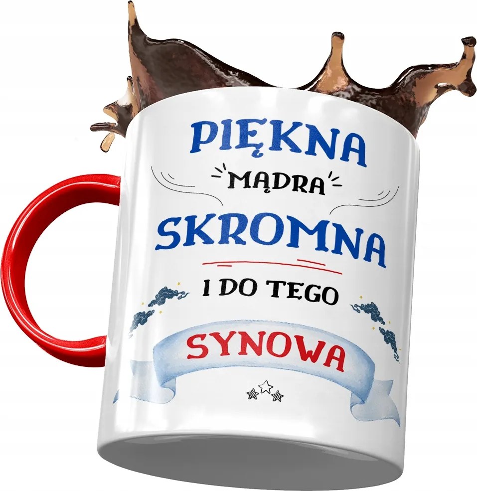 Piros Bögre Fia Fiának Fia Feleségének Ajándék Nyomtatott Fotóval