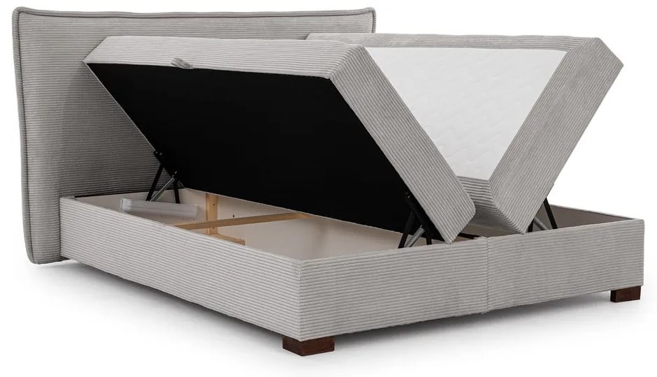 Világosszürke ágyneműtartós boxspring ágy 160x200 cm Lysa – Ropez