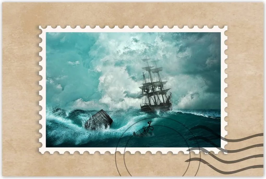 Poszterek 120x80 Vihar Tenger Hajó Tájkép