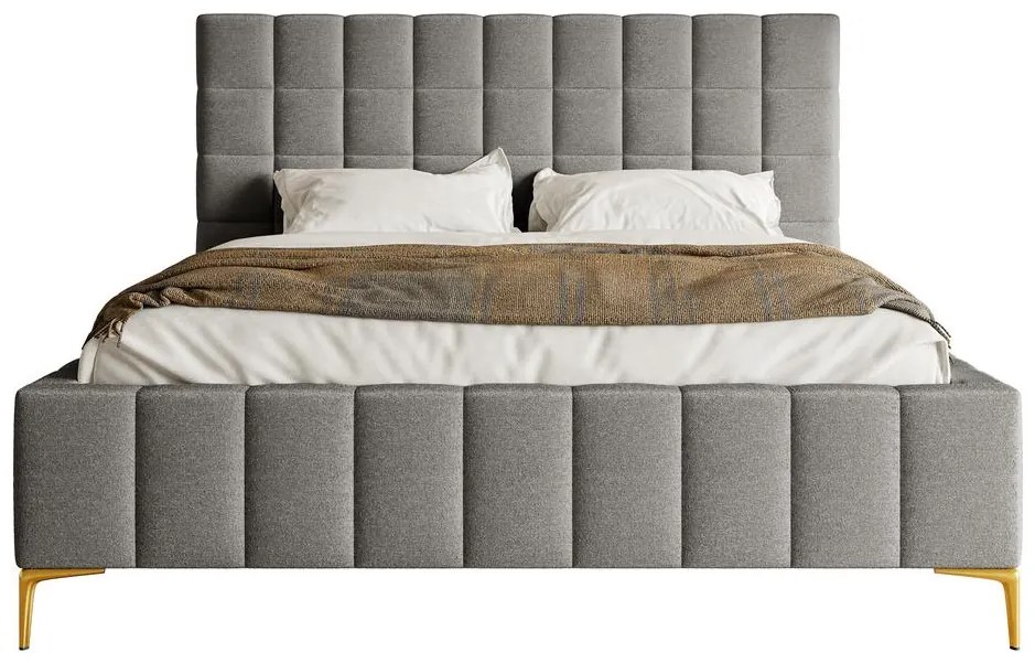 Franciaágy 160 cm Sheldona 160 (ágyráccsal) (tárolóhellyel) (szürke + arany). 1099768