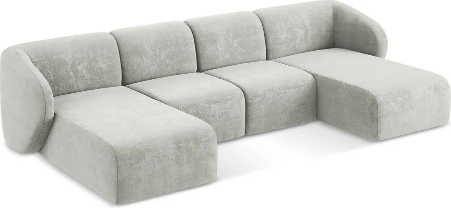 Világosszürke zsenília sarokkanapé (U alakú) Lani – Makamii