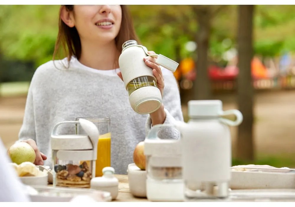 Krémszínű üveg utazó ivópalack 500 ml To Go Organic – Lékué