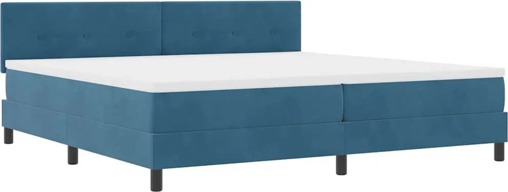 vidaXL LED Box Spring Ágy matracmal Sötét kék 200 x 200 cm Bársony