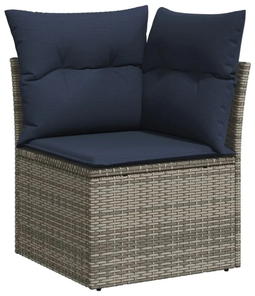11 részes szürke polyrattan kerti ülőgarnitúra párnákkal