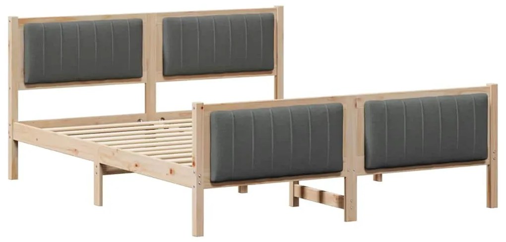 Ágykeret barna és sötétszürke 160 x 200 cm Tömör fenyőfa