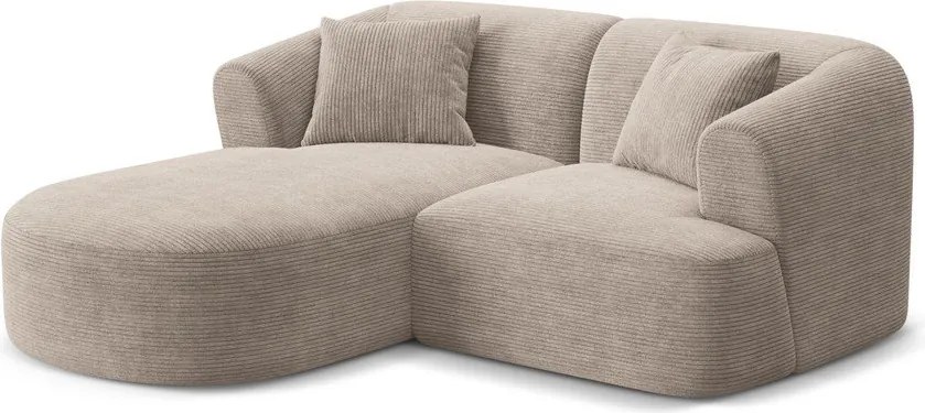 Világosbarna kordbársony sarokkanapé (bal oldali-heverő résszel) Campi – Cosmopolitan Design