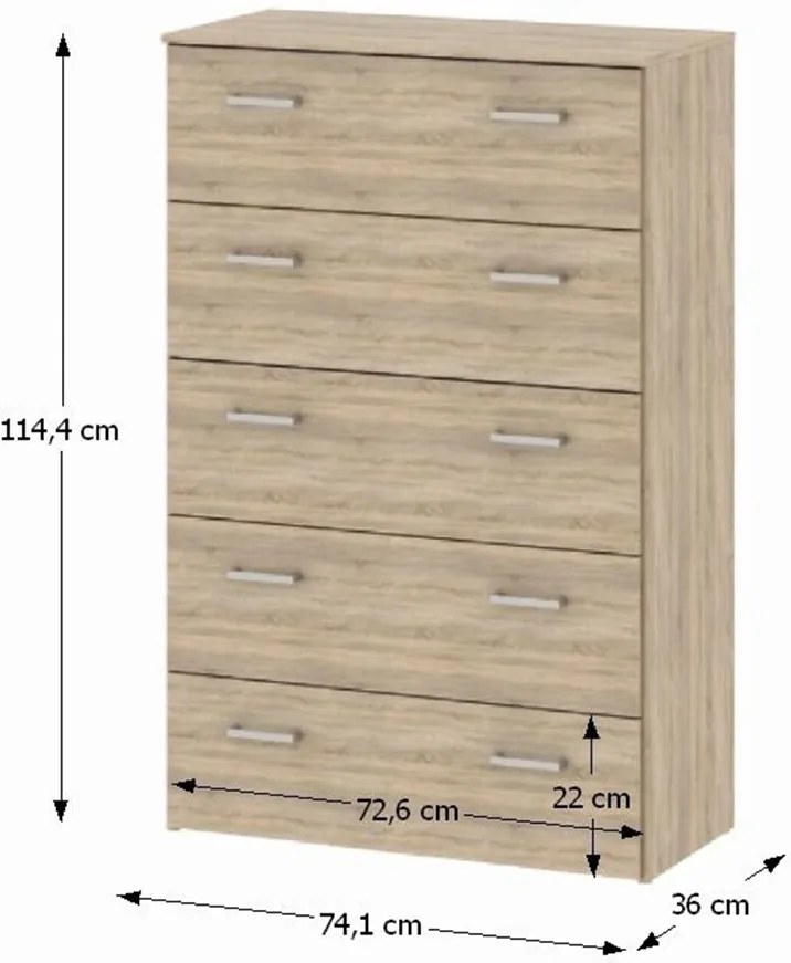 komód, tölgy sonoma, GARBO 5