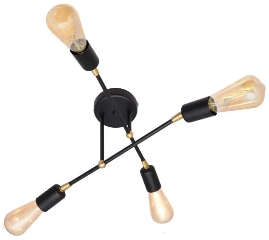 Felületre szerelhető csillár ROSETTE 4xE27/15W/230V fekete/arany