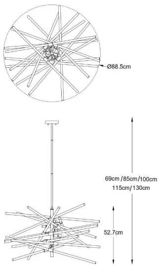 Zuma Line P0599-06A-V7AC - Rúdra szerelt REYKJAVIK csillár 6xG9/42W/230V arany
