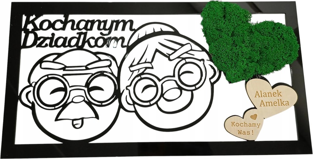 Nagyszülők napi képkeret , nagymama napja, nagypapa napja, moha mintás képkeret