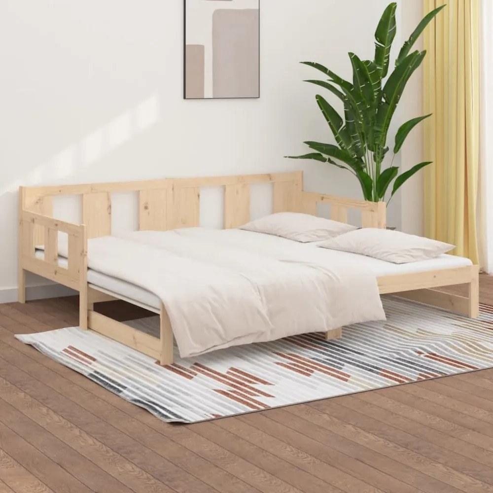 tömör fenyőfa kihúzható kanapéágy 2 x (80 x 200) cm