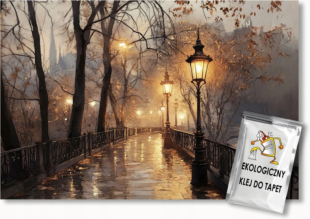 Fotótapéta Flizelina Város Park Sikátor Híd Este Ősz 416x254 ragasztó