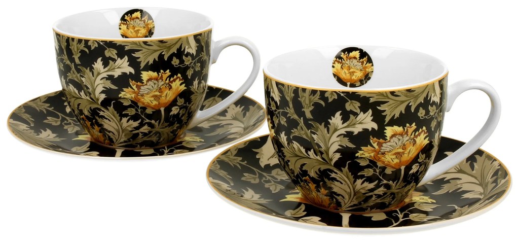 William Morris porcelán teás csésze szett díszdobozban Chrysanthemum