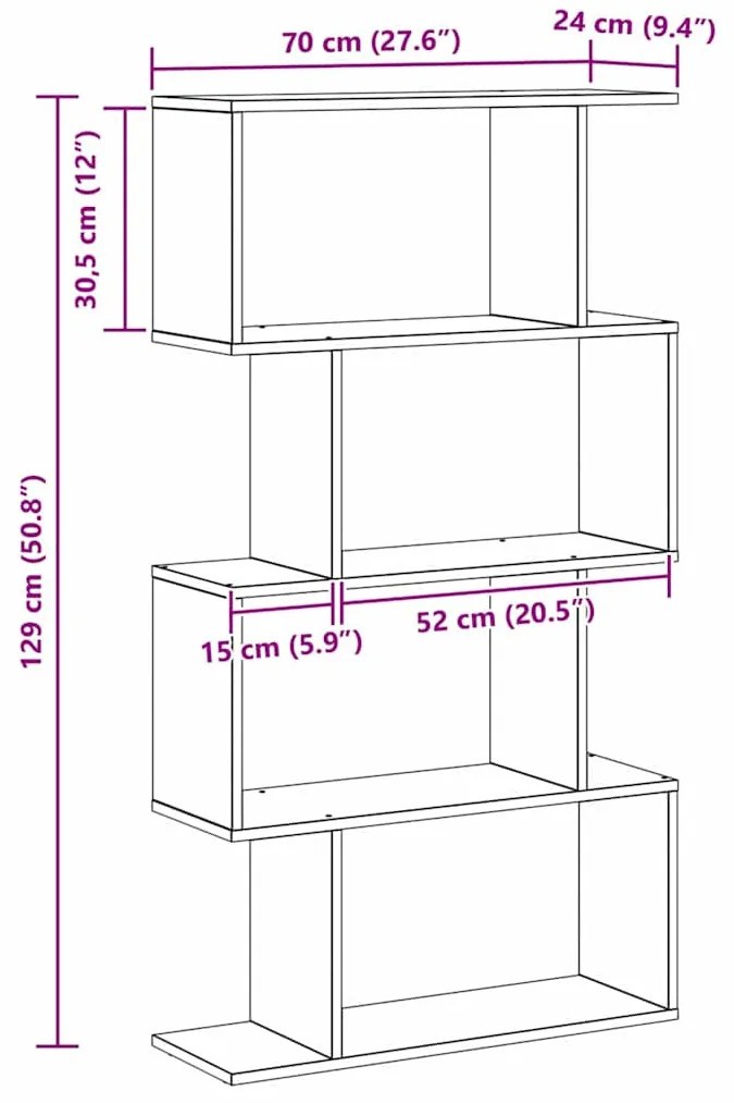Könyvespolc Fekete 70 x 24 x 129 cm Faanyag