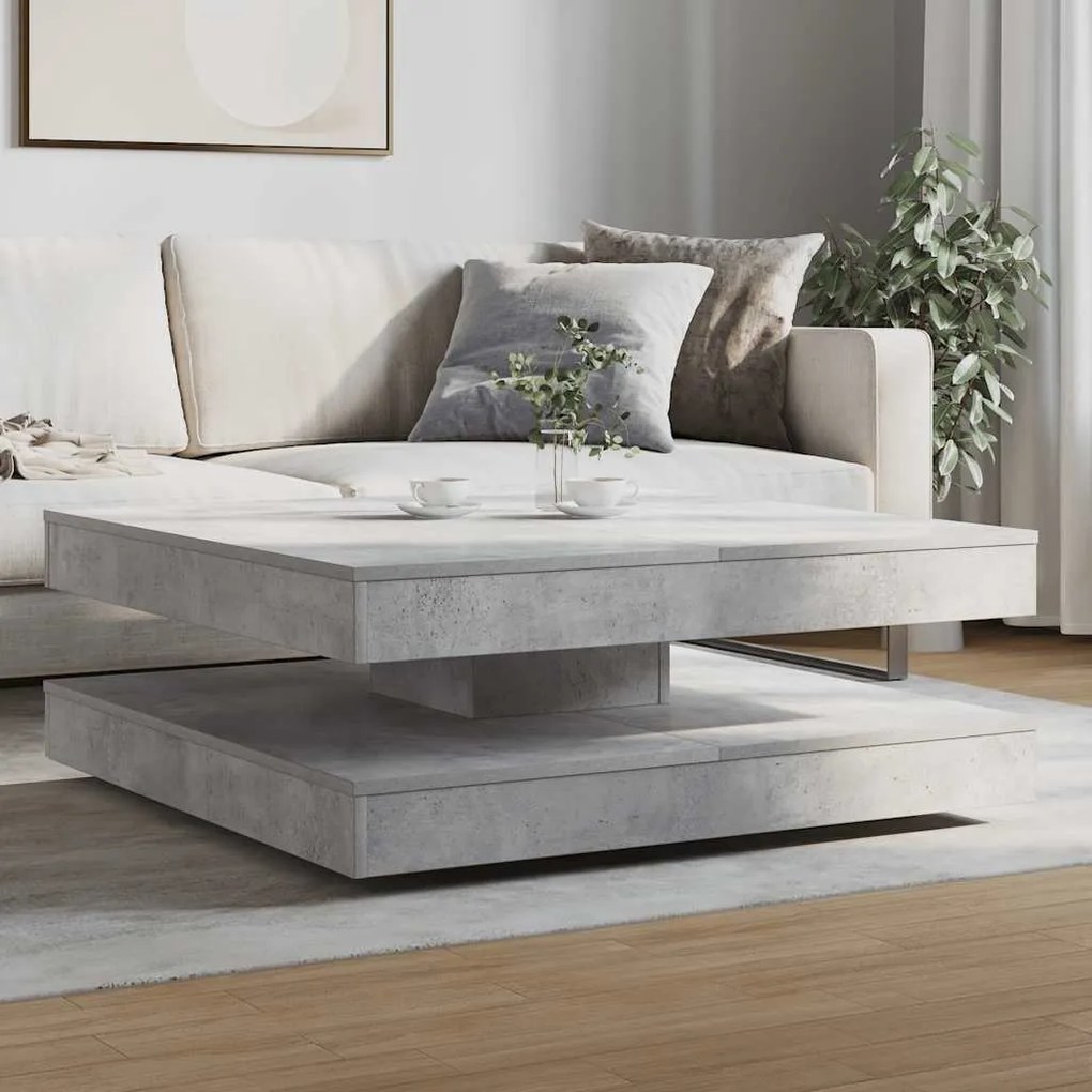 betonszürke dohányzóasztal 360 fokban forgatható 90x90x34,5 cm