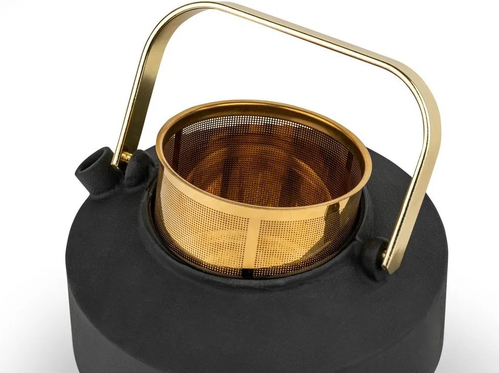 Fekete öntöttvas teáskanna szűrővel 1 l Shangdong – Bredemeijer