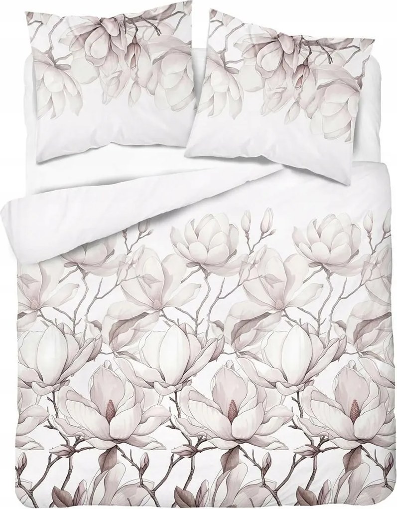 Szatén ágyneműhuzat 220x200 rózsaszín púder fehér virágok Home Satin