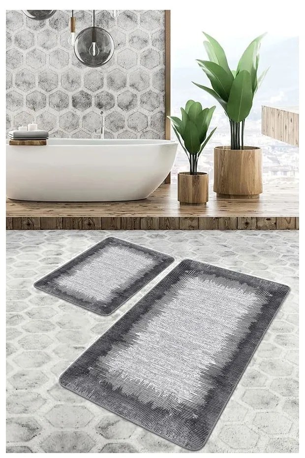 Fekete-szürke fürdőszobai kilépő szett 2 db-os 60x100 cm – Mila Home