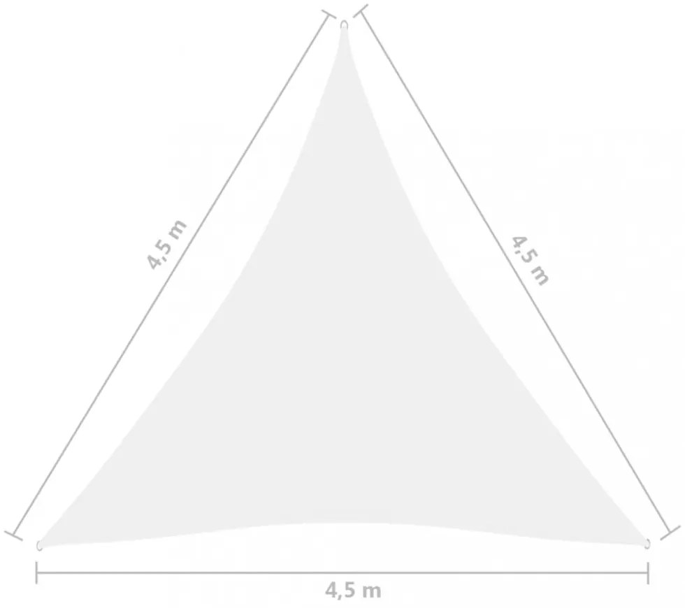 fehér háromszögű oxford-szövet napvitorla 4,5 x 4,5 x 4,5 m