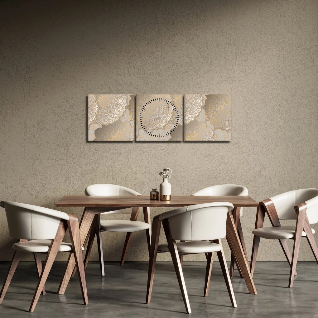 Kép - Mandalák arany tónusokban (órával) (90x30 cm)
