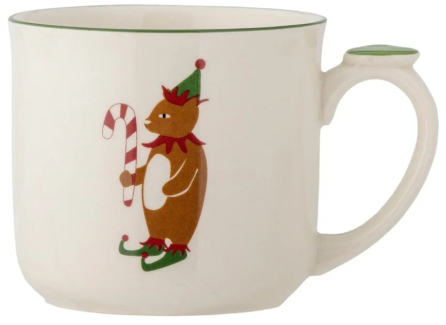 Krémszínű agyagkerámia bögre karácsonyi mintával, szűrővel 300 ml Valentin – Bloomingville